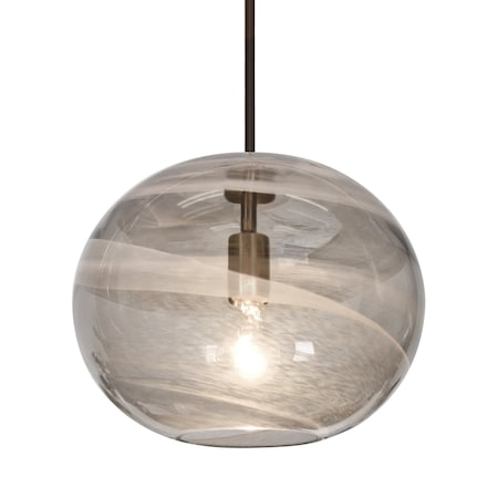Besa Lighting Geno Stem Pendant, Vapor Smoke, Bronze Finish, 1x60W Incandescent 1TT-GENOSM-BR